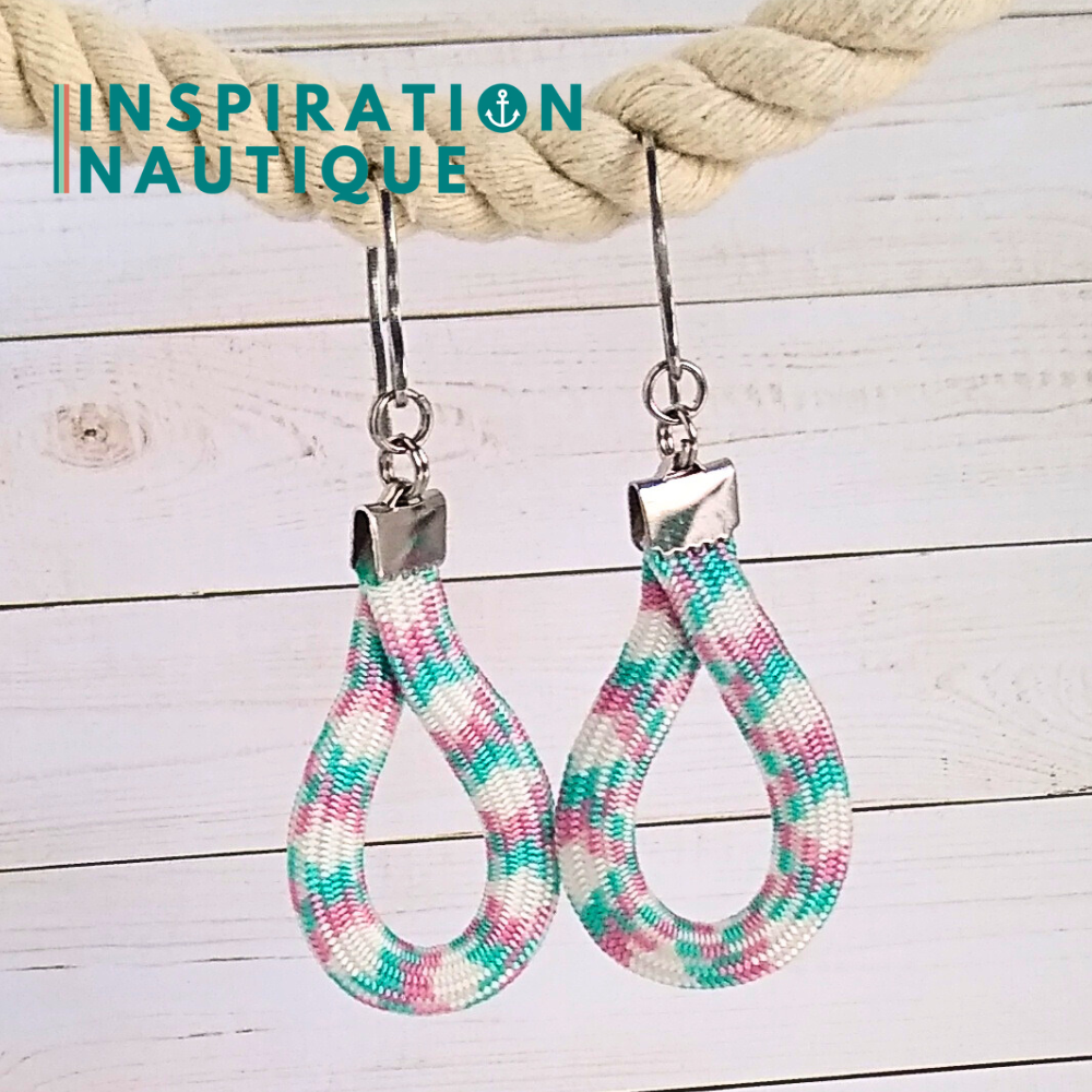 Drop earrings, Turquoise, pink and white - Ready to ship