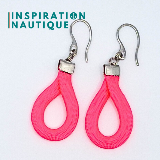 Boucles d'oreilles Goutte, Rose fluo