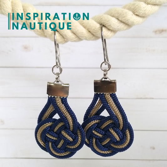 Boucles d'oreilles Double Coin Knot, Marine et sable