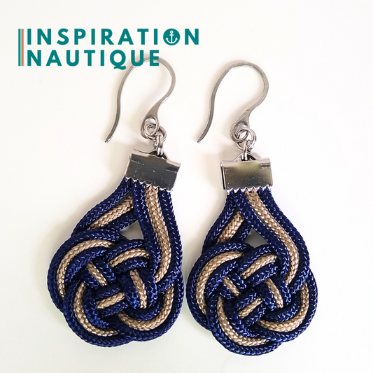 Boucles d'oreilles Double Coin Knot, Marine et sable