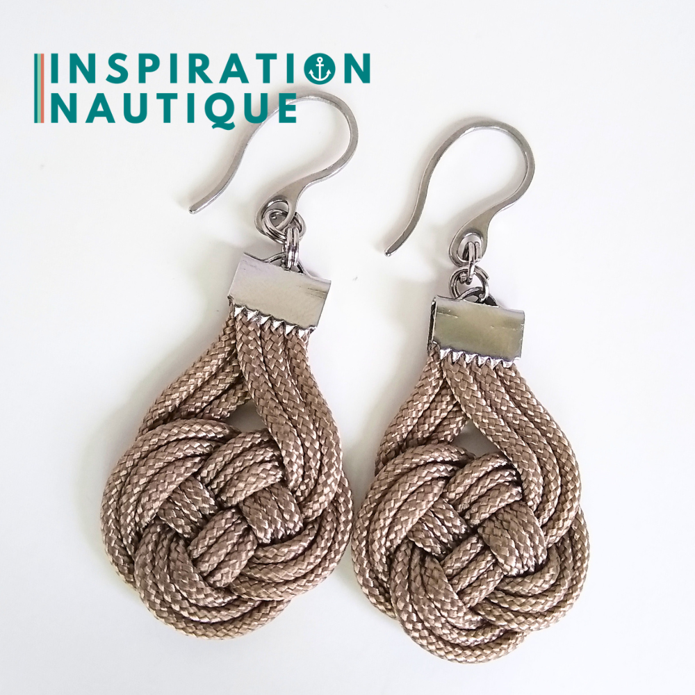 Boucles d'oreilles Double Coin Knot, Sable