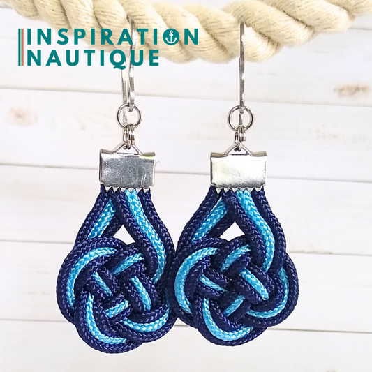 Boucles d'oreilles Double Coin Knot, Marine et bleu pâle