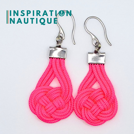 Boucles d'oreilles Double Coin Knot, Rose fluo