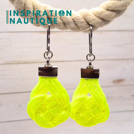 Boucles d'oreilles Double Coin Knot, Jaune fluo