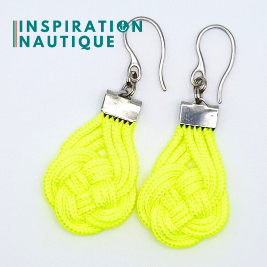 Boucles d'oreilles Double Coin Knot, Jaune fluo