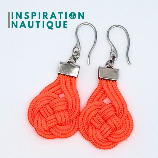 Boucles d'oreilles Double Coin Knot, Orange fluo