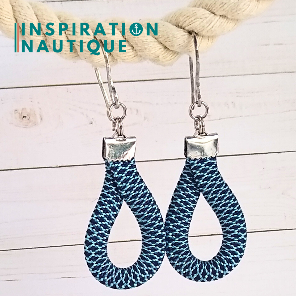 Drop earrings, Pale blue and navy, diamonds - Ready to ship