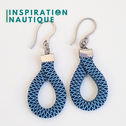 Drop earrings, Pale blue and navy, diamonds - Ready to ship