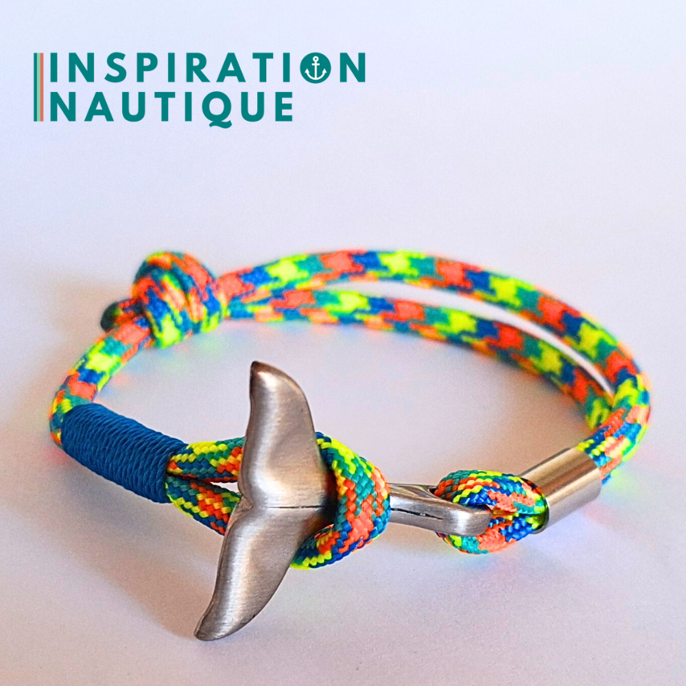 Bracelet marin avec queue de baleine en paracorde 550 et acier inoxydable, ajustable, Cartoon