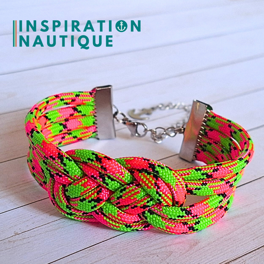 Bracelet marin avec noeud de carrick double, en paracorde 550 et acier inoxydable, Melon d'eau