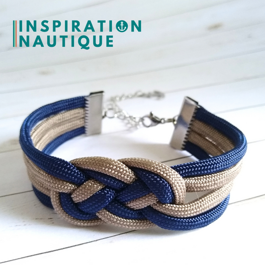 Bracelet marin avec noeud de carrick double, Sable et marine