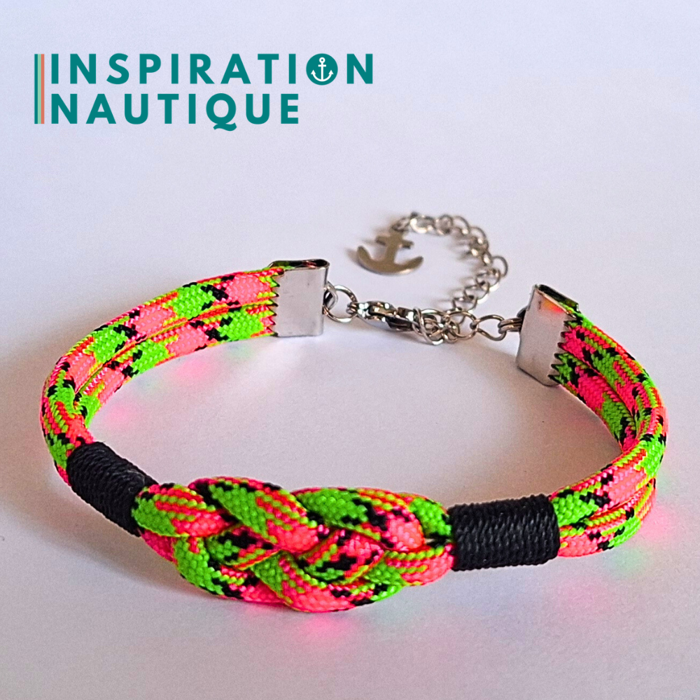 Bracelet marin avec noeud de carrick simple, en paracorde 550 et acier inoxydable, Melon d'eau