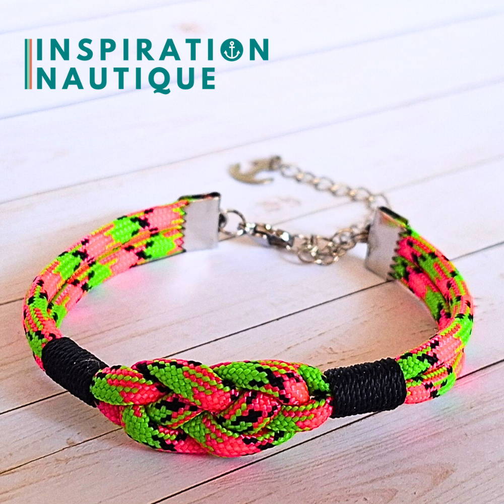 Bracelet marin avec noeud de carrick simple, en paracorde 550 et acier inoxydable, Melon d'eau