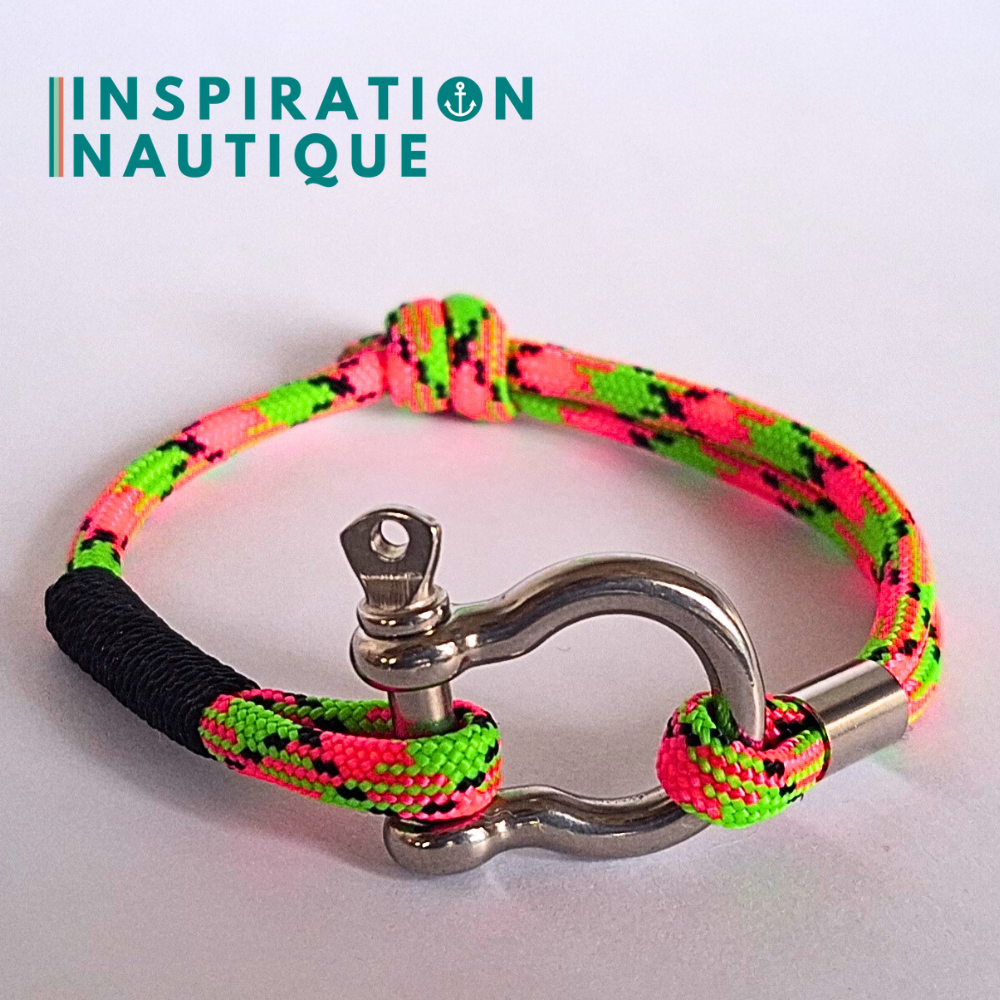 Bracelet marin avec manille en paracorde 550 et acier inoxydable, ajustable, Melon d'eau