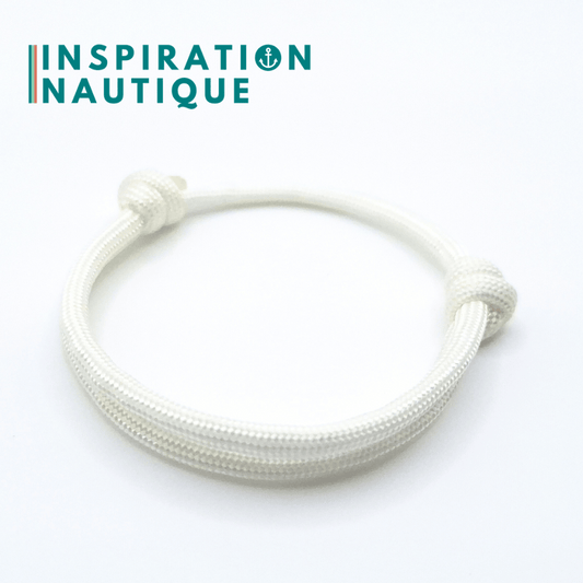 Bracelet simple avec noeuds de pêcheur, Blanc