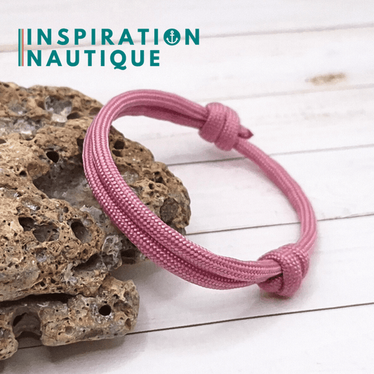 Bracelet simple avec noeuds de pêcheur, Rose lavande