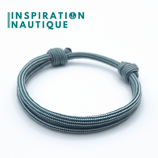 Bracelet simple avec noeuds de pêcheur, Sarcelle et blanc ligné