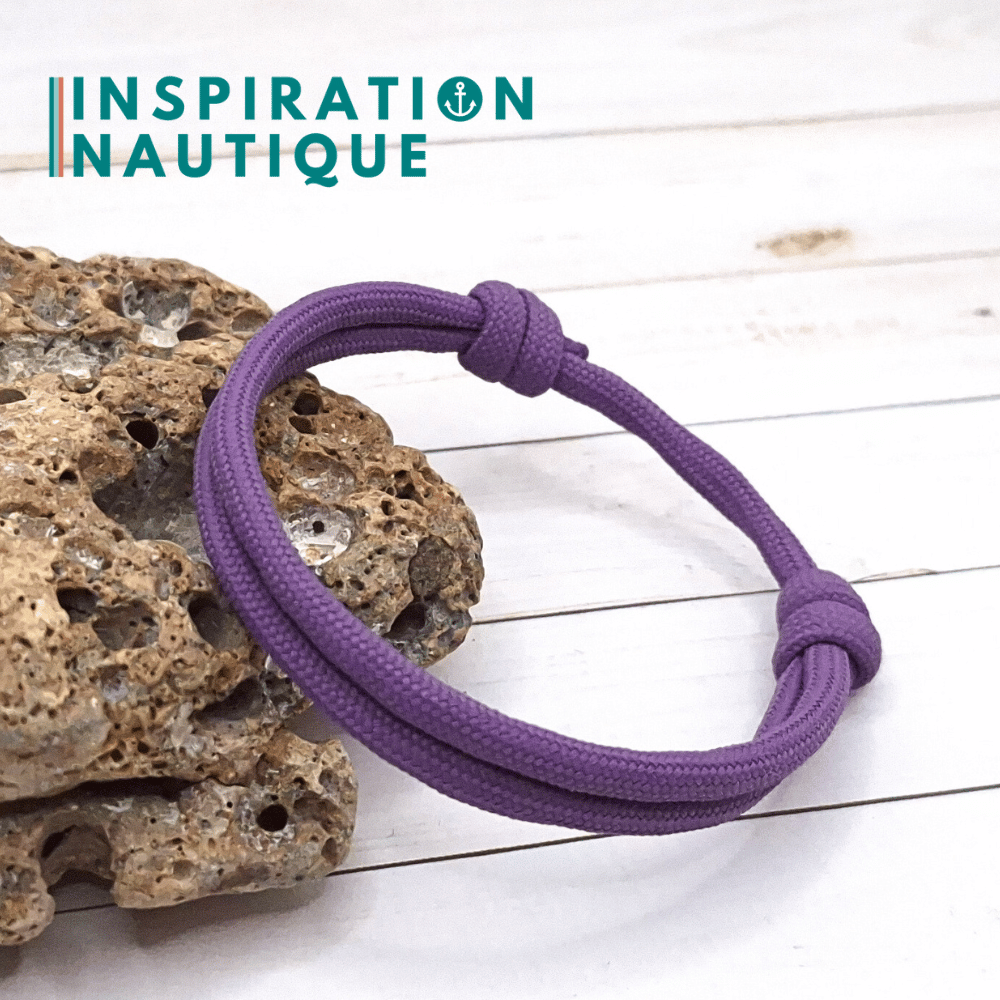 Bracelet simple avec noeuds de pêcheur, Lilas