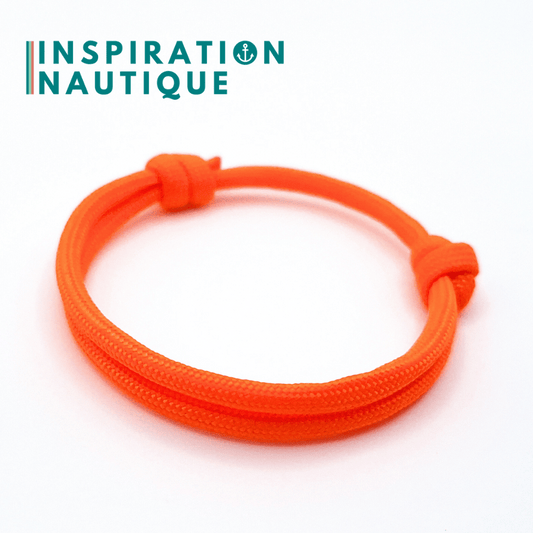 Bracelet simple avec noeuds de pêcheur, Orange fluo