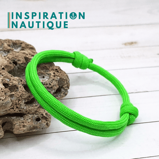 Bracelet simple avec noeuds de pêcheur, Vert fluo