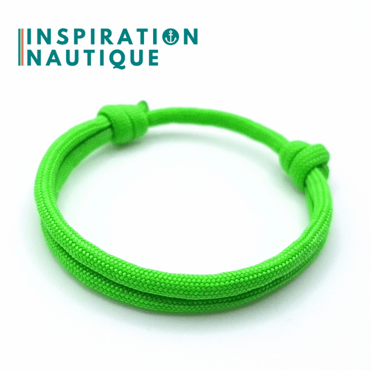 Bracelet simple avec noeuds de pêcheur, Vert fluo