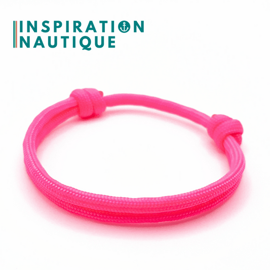 Bracelet simple avec noeuds de pêcheur, Rose fluo