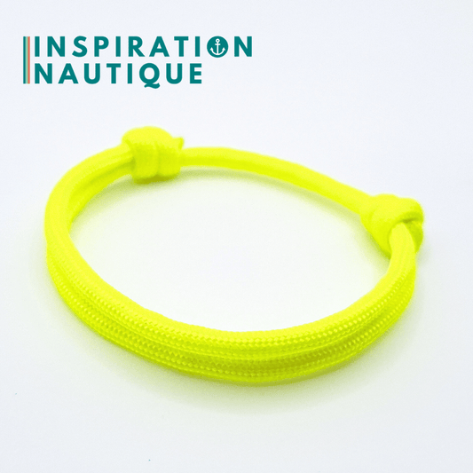 Bracelet simple avec noeuds de pêcheur, Jaune fluo