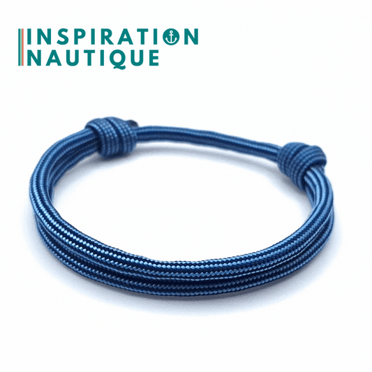 Bracelet simple avec noeuds de pêcheur, Marine et bleu pâle ligné