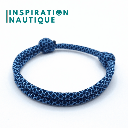 Bracelet simple avec noeuds de pêcheur, Marine et bleu pâle diamants