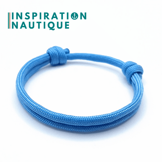 Bracelet simple avec noeuds de pêcheur, Bleu pâle