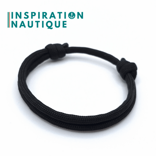 Bracelet simple avec noeuds de pêcheur, Noir