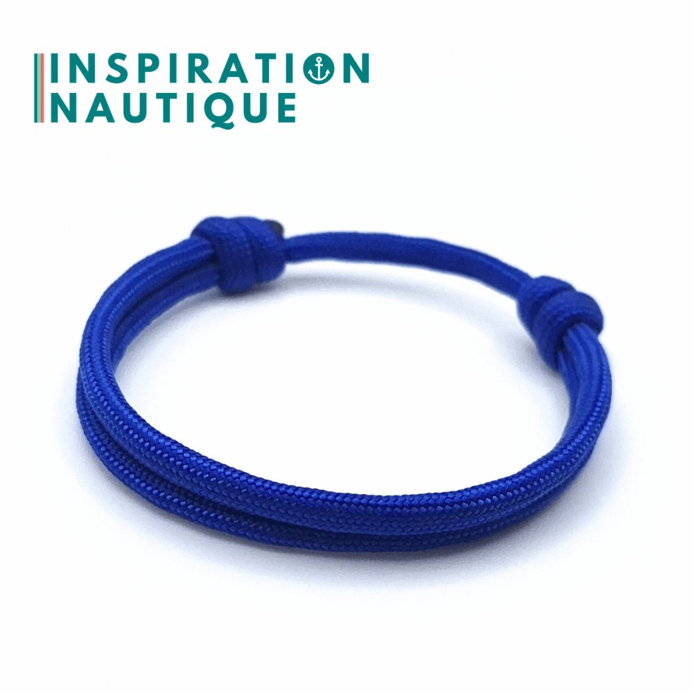 Bracelet simple avec noeuds de pêcheur, Bleu