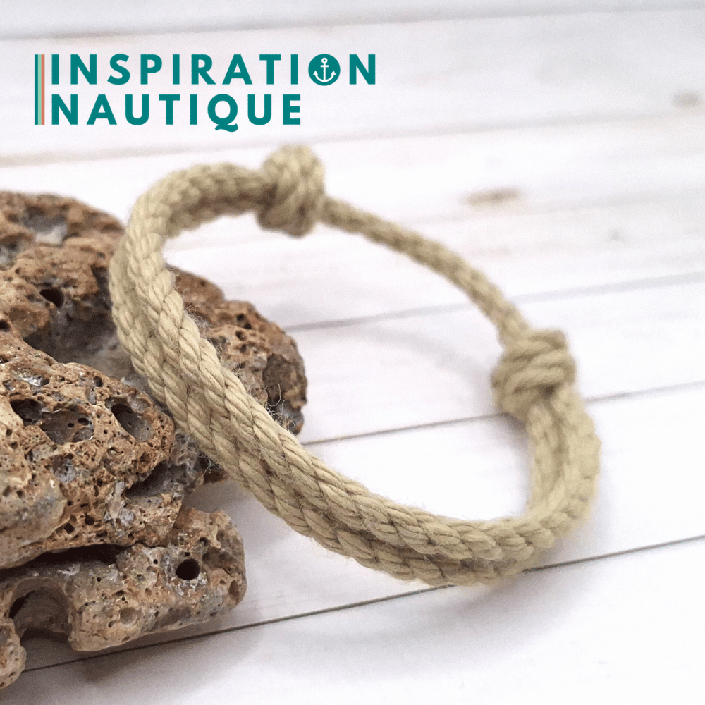 Bracelet simple avec noeuds de pêcheur en cordage de bateau authentique