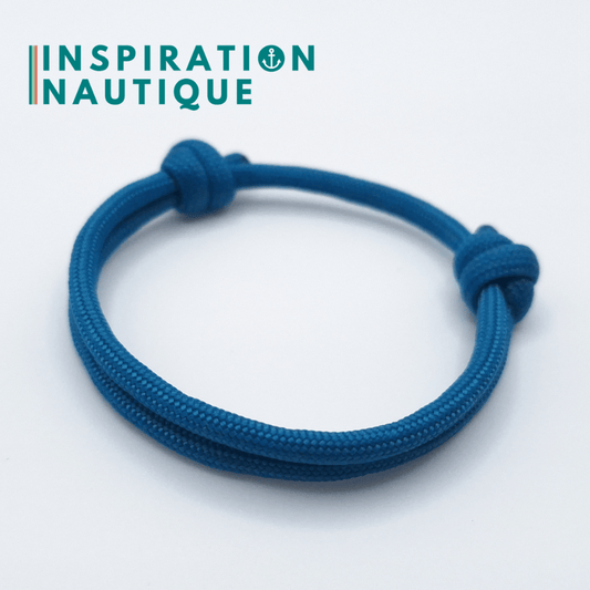 Bracelet simple avec noeuds de pêcheur, Bleu Caraïbes