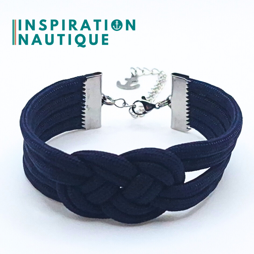 Bracelet marin avec noeud de carrick double unisexe, en paracorde 550 et acier inoxydable, Marine