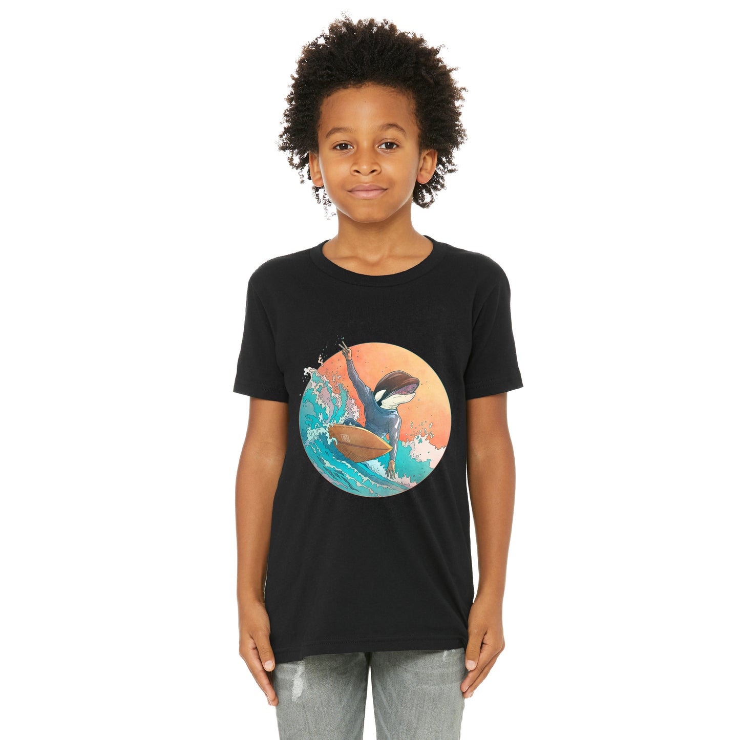 T-shirt enfant unisexe : Dan surfeur