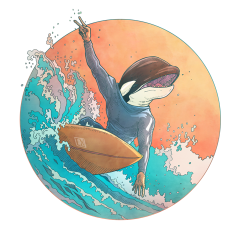 T-shirt enfant unisexe : Dan surfeur