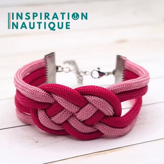 Bracelet marin avec noeud de carrick double, en paracorde 550 et acier inoxydable, Fuchsia et rose lavande