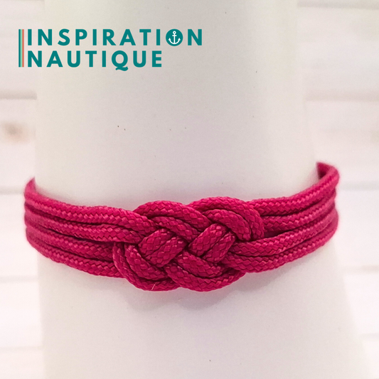 Bracelet marin avec mini noeud de carrick double, en petite paracorde et acier inoxydable, Fuchsia