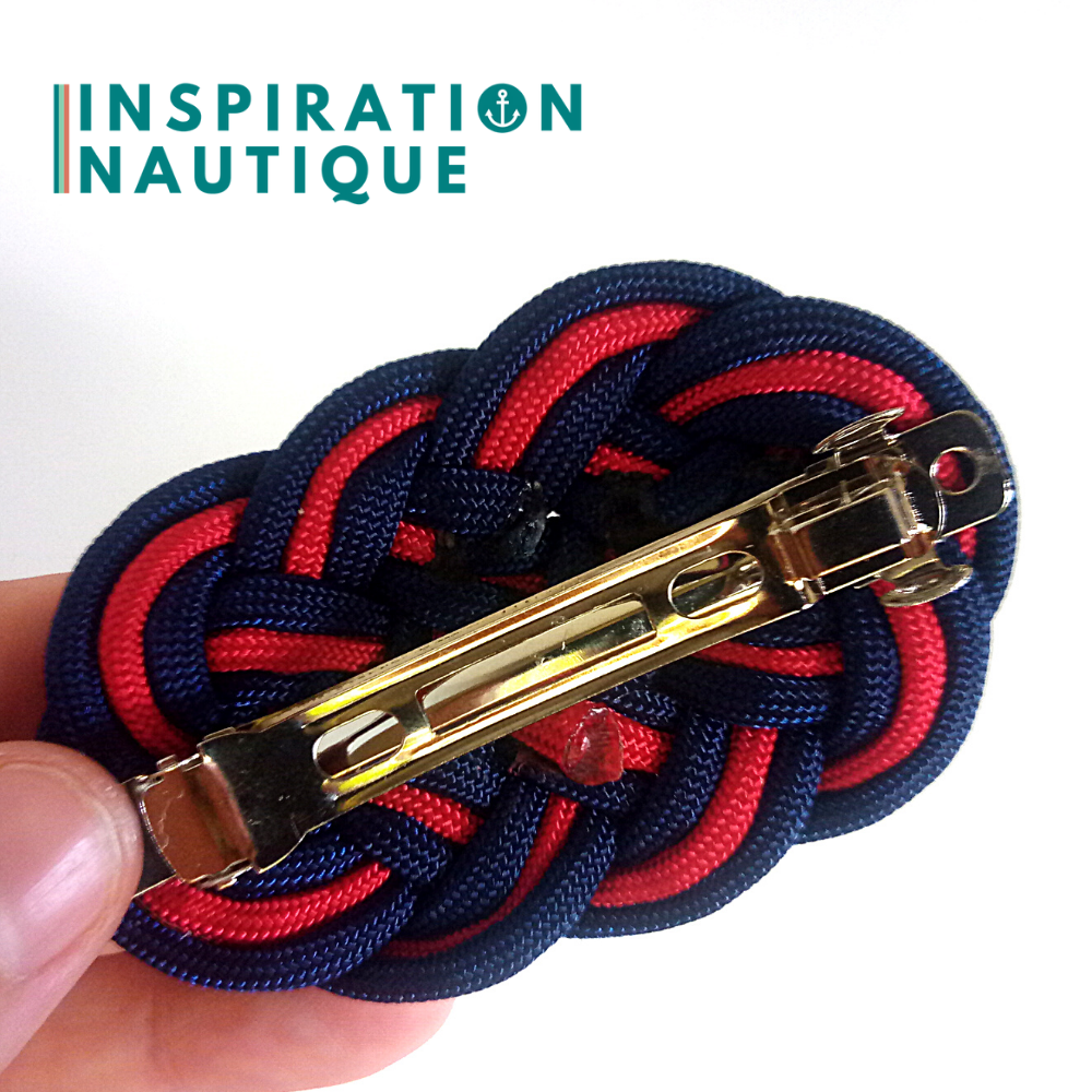 Barrette au style marin composée d'une baderne en paracorde 550, Marine et rouge