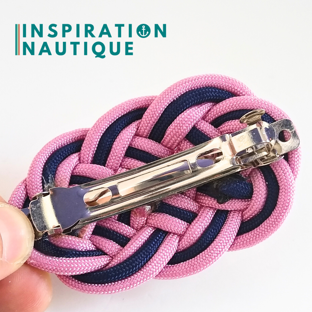 Barrette au style marin composée d'une baderne en paracorde 550, Rose lavande et marine