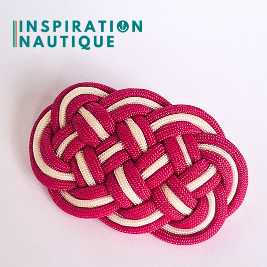 Barrette au style marin composée d'une baderne en paracorde 550, Fuchsia et blanc