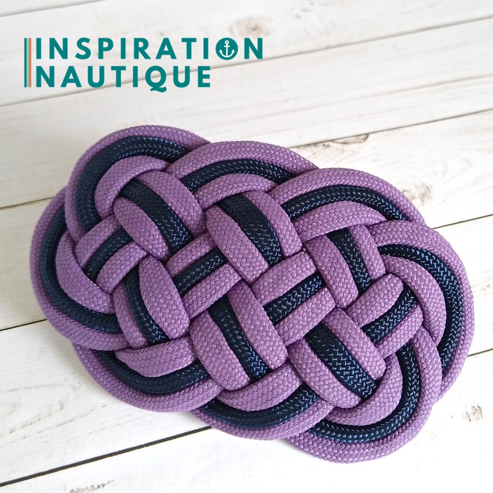 Barrette au style marin composée d'une baderne en paracorde 550, Lilas et marine