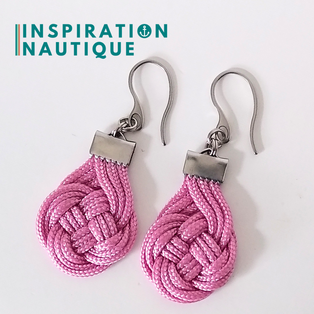 Boucles d'oreilles Double Coin Knot, Lavande rose