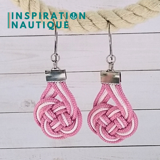 Boucles d'oreilles Double Coin Knot, Lavande rose et blanc