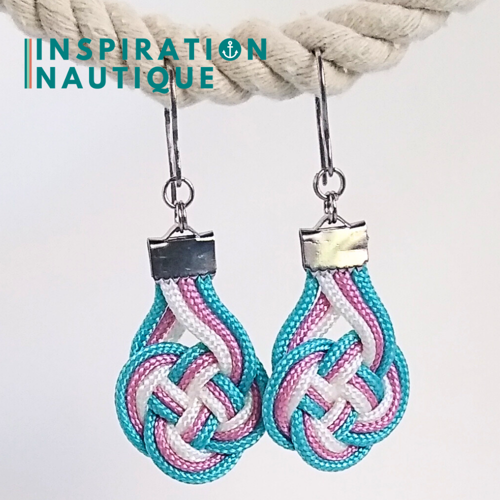 Double Coin Knot Earrings, Turquoise, Pink Lavender and White | Ready to go