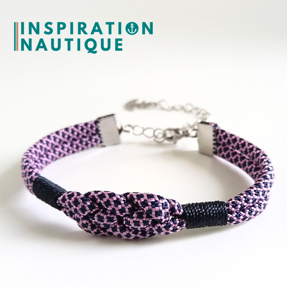 Bracelet marin avec noeud de carrick, unisexe, en paracorde 550 et acier inoxydable, Rose et marine diamants