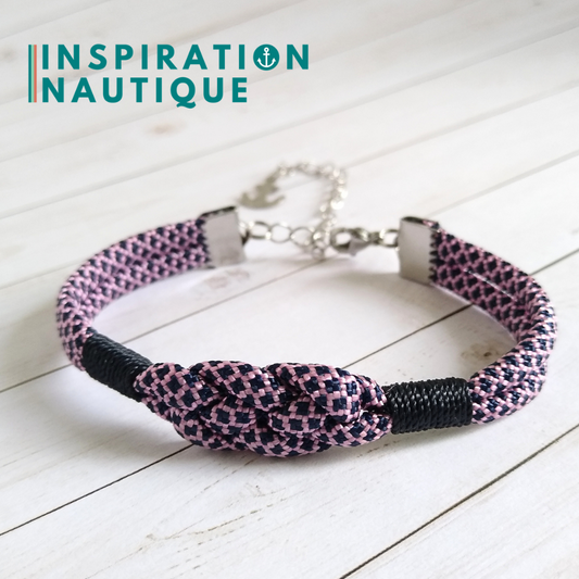 Bracelet marin avec noeud de carrick, unisexe, en paracorde 550 et acier inoxydable, Rose et marine diamants