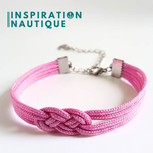 Bracelet marin avec mini noeud de carrick double, Lavande rose, Medium