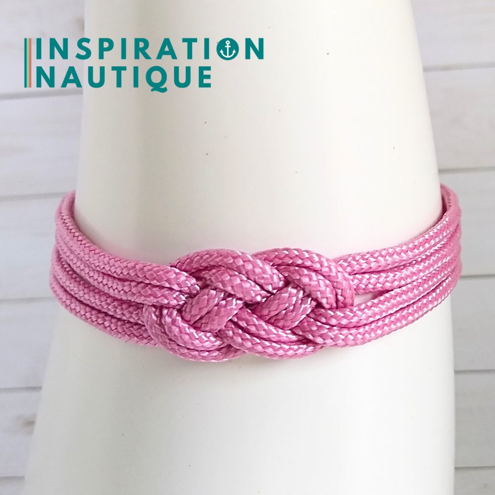 Bracelet marin avec mini noeud de carrick double, Lavande rose, Medium